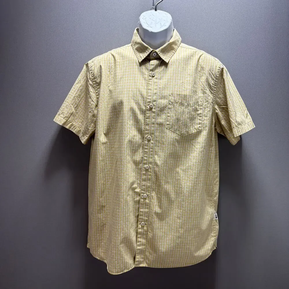The North Face Yellow&White Striped Cotton Button Up Shirt. Size Large